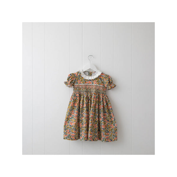 Smox Rox Hazel smocked dress olive and slate floral