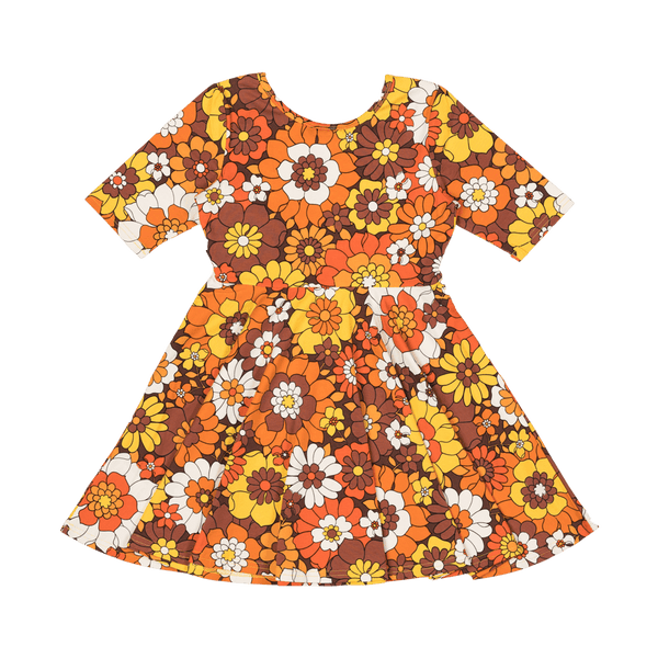 Rock Your Baby Aloha Marigold Waisted Dress in Yellow Floral