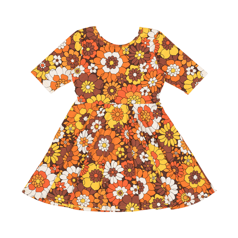 Rock Your Baby Aloha Marigold Waisted Dress in Yellow Floral