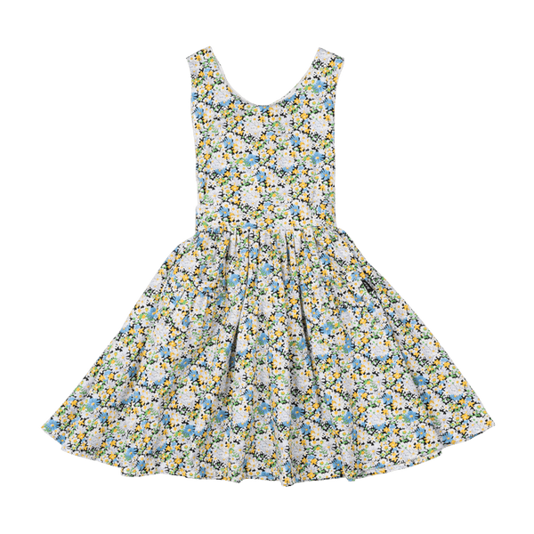 Rock Your Baby Black garden floral waisted dress in blue