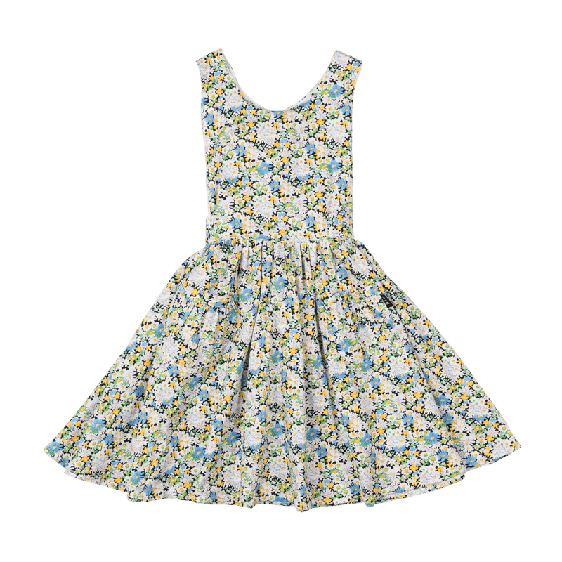 Rock Your Baby Black garden floral waisted dress in blue