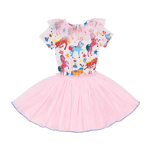 Rock your baby Parade SS neck ruffle circus dress in multi colour