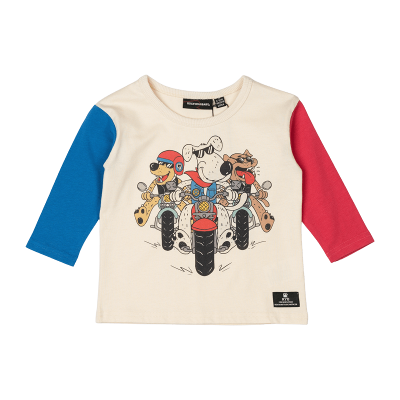 Rock Your Baby Pups on Bikes Baby Long Sleeve T-Shirt in Multi