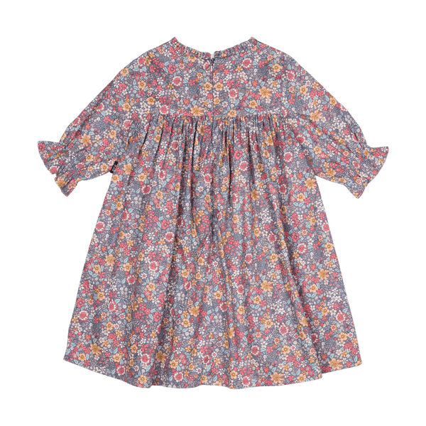 Rock your baby Pale Blue Floral LS smock dress in blue