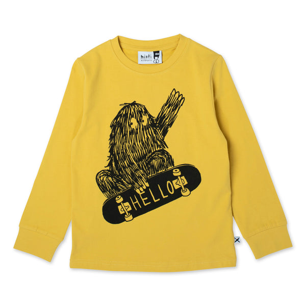 Minti Skate Monster Long Sleeve T-Shirt in Mustard