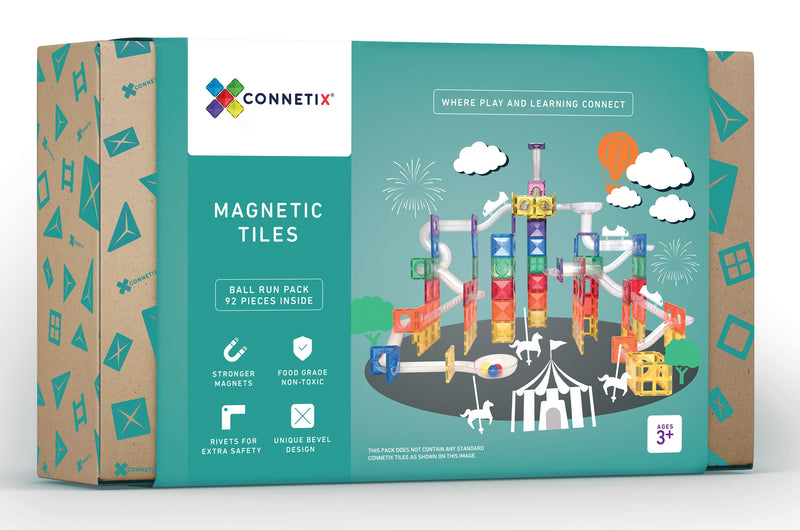 Connetix Magnetic Tiles - 92 Piece Ball Run