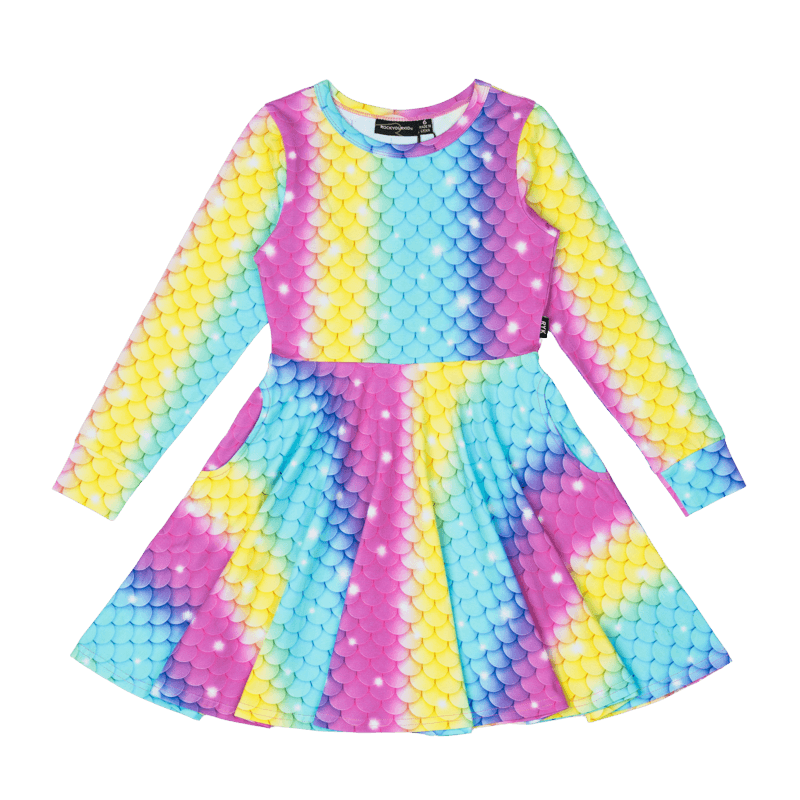 Rock Your Baby Splash Long Sleeve Waisted Dress in Multi