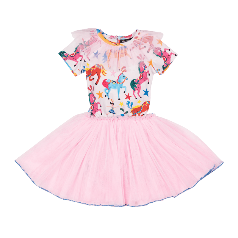 Rock your baby Parade SS neck ruffle circus dress in multi colour