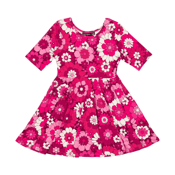Rock Your Baby Aloha Fuchsia Waisted Dress in Pink
