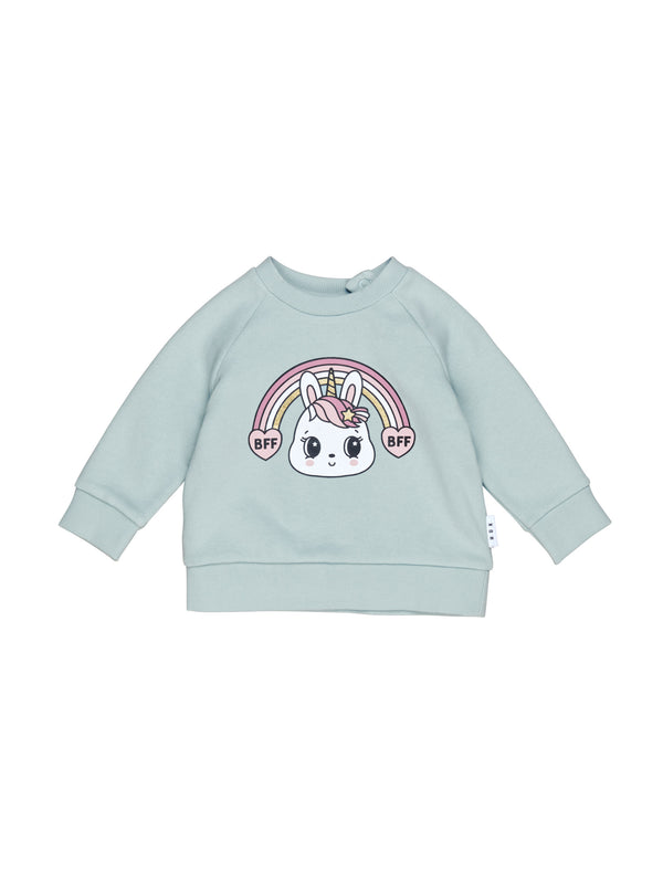 Huxbaby bunny love sweatshirt seafoam in green