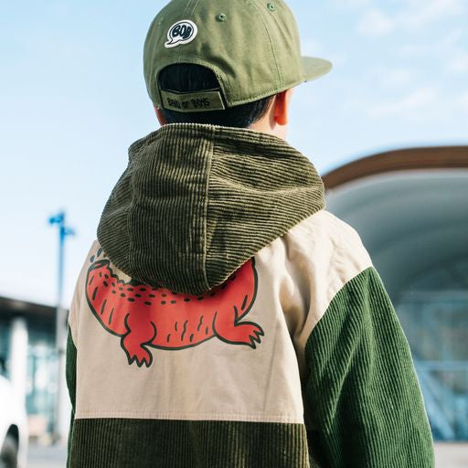 Band of Boys Corduroy half zip  Jacket in Green/Natural