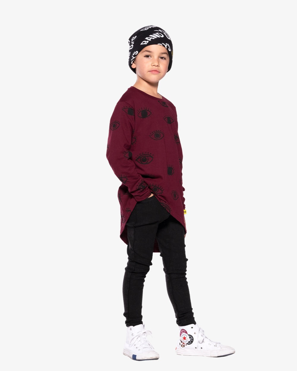 Band of Boys LS T-Shirt Wise Eyes Repeat in maroon