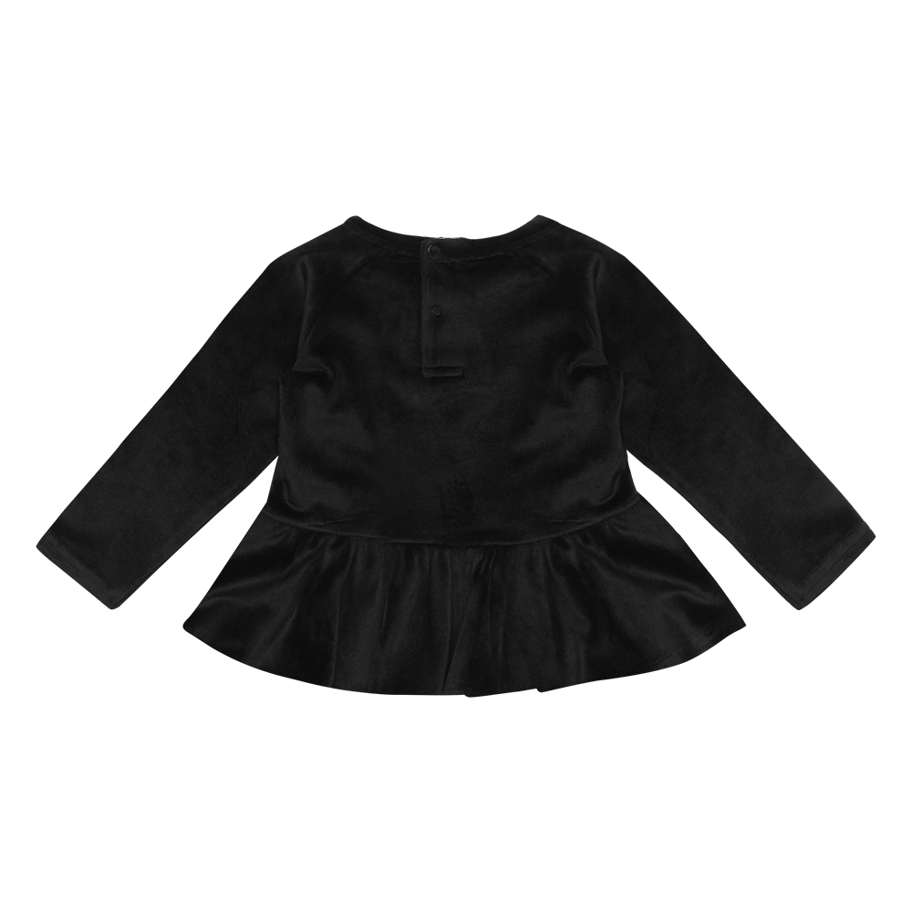 Rock Your Baby long sleeve baby t-shirt in black velvet back view
