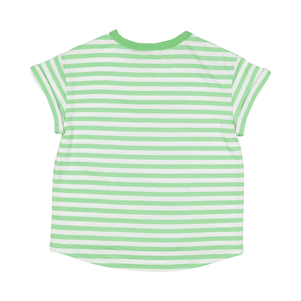 Rock your baby don’t tread on me ss t-shirt boxy fit stripe in green/cream