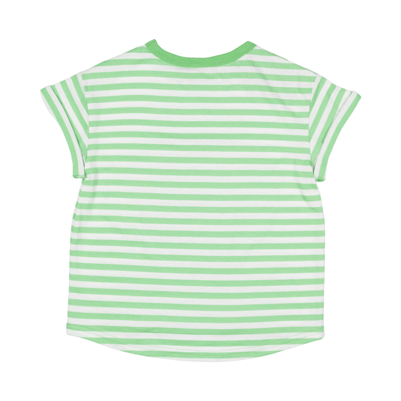 Rock your baby don’t tread on me ss t-shirt boxy fit stripe in green/cream