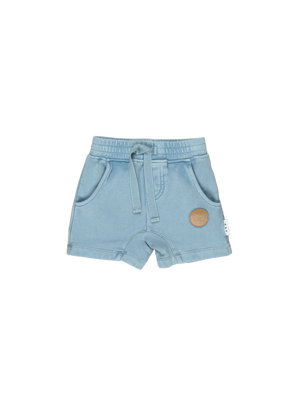 Huxbaby Vintage Terry Slouch Short Dusty Blue in Blue