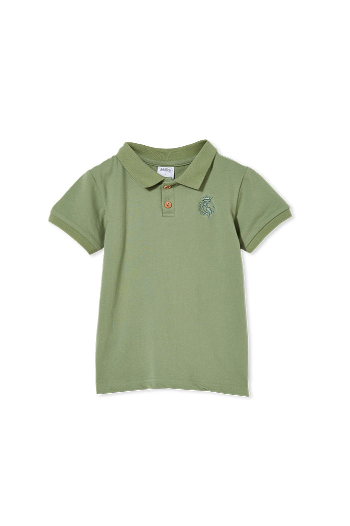 Milky Piquet polo t-shirt sage in green