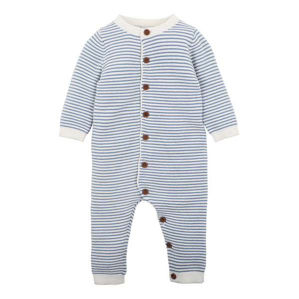 Bebe Remy stripe knit romper in blue stripe