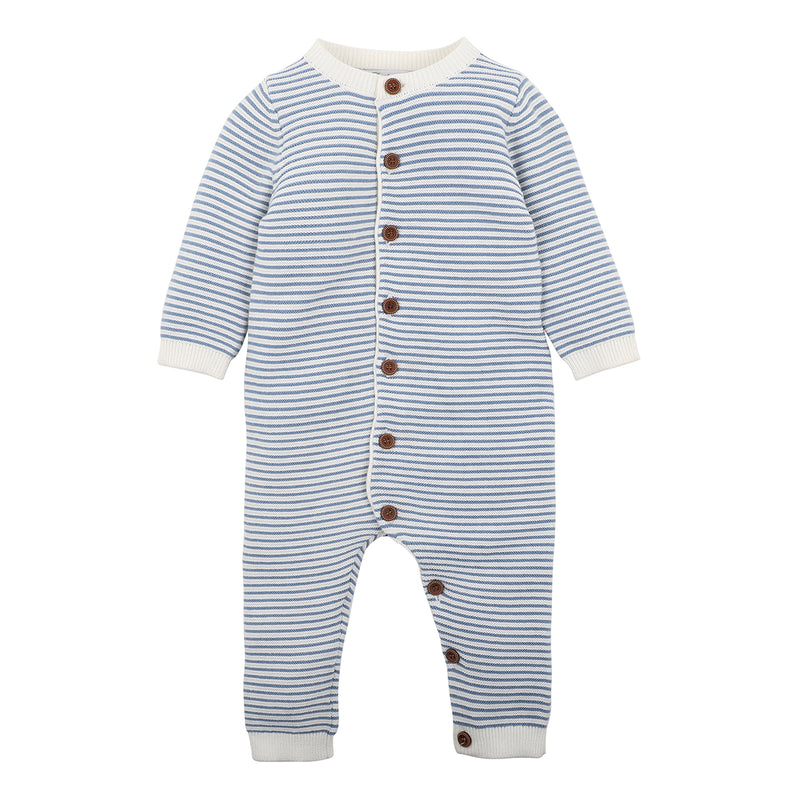 Bebe Remy stripe knit romper in blue stripe