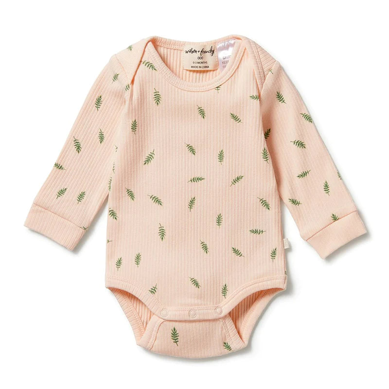 Wilson and Frenchy Organic rib envelope bodysuit falling leaf peach in orange