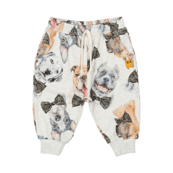 Rock Your Baby Black Tie Pups Baby Track pants in Multi