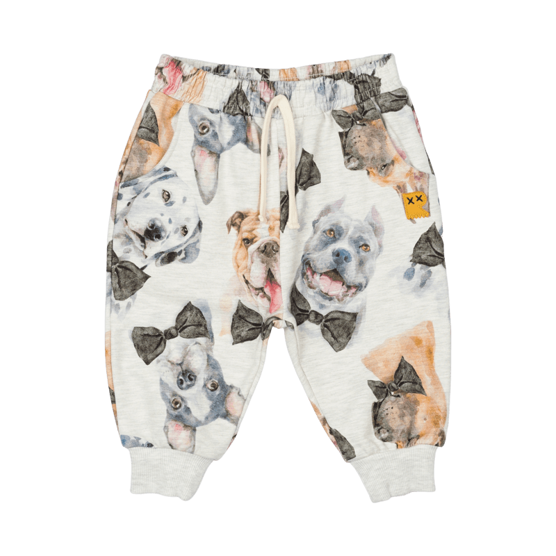 Rock Your Baby Black Tie Pups Baby Track pants in Multi