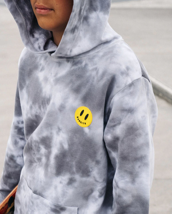 Band of boys Bandits Smiley Grey Tie Dye Hood in grey tie dye