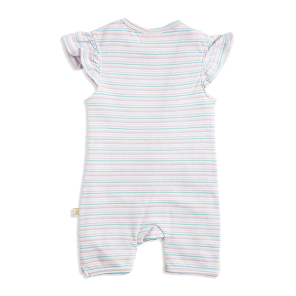 Tiny Twig Zipsuit cap sleeve Candy stripes