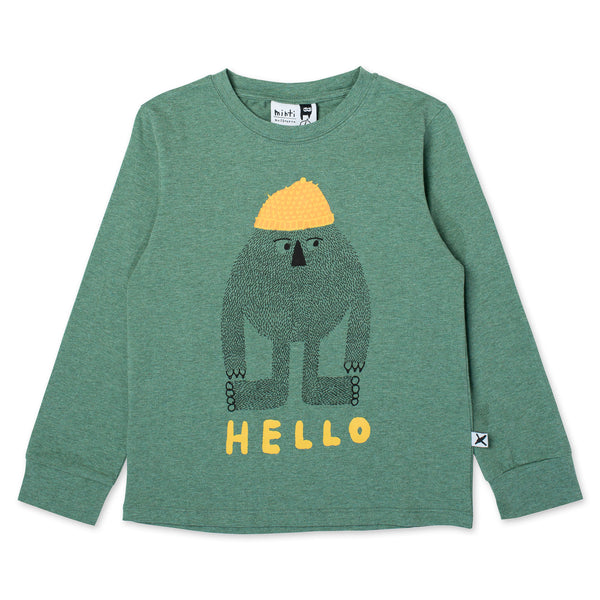 Minti Hello Later Yeti Long Sleeve T-Shirt in Forest Marle