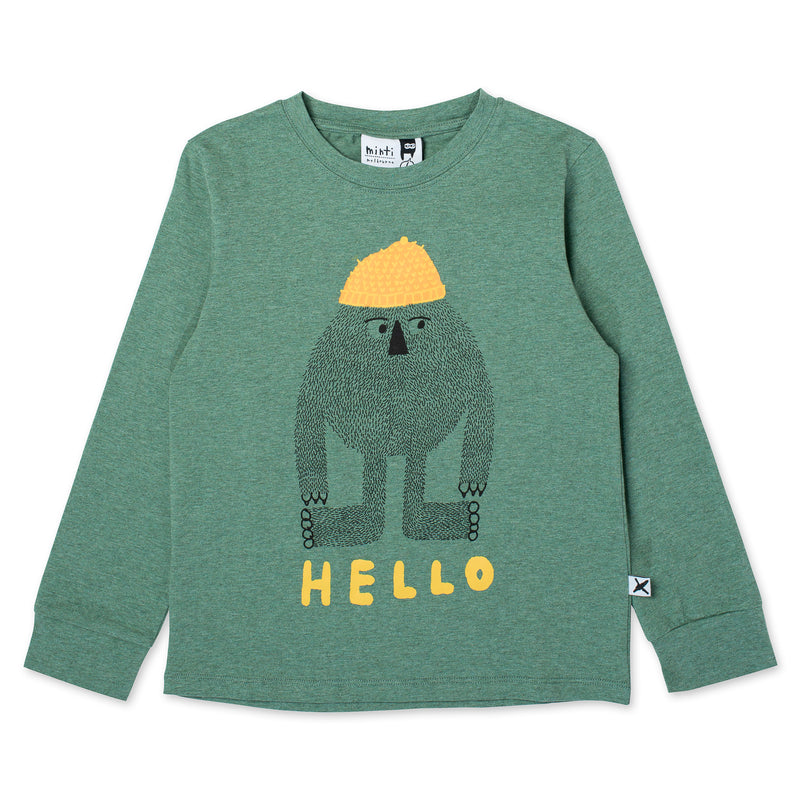 Minti Hello Later Yeti Long Sleeve T-Shirt in Forest Marle