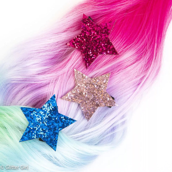 Glitter Girl Star Hair Clips assorted colours