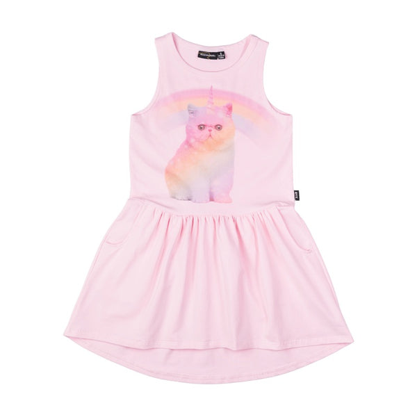 Rock Your Baby Cosmic kitten drop waist dress in pink