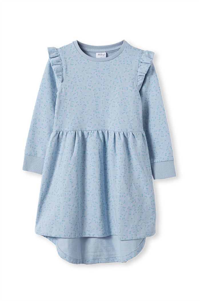 Milky Daisy Frill Dress Whisper Blue in blue