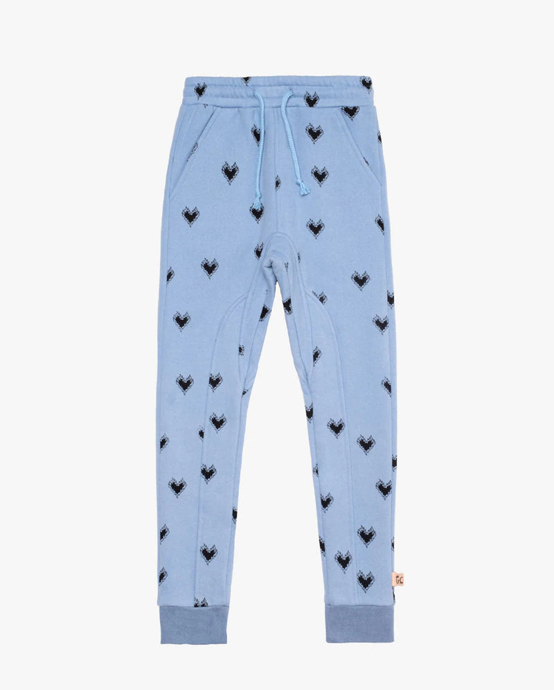 The Girl Club rock on heart fleece joggers in blue