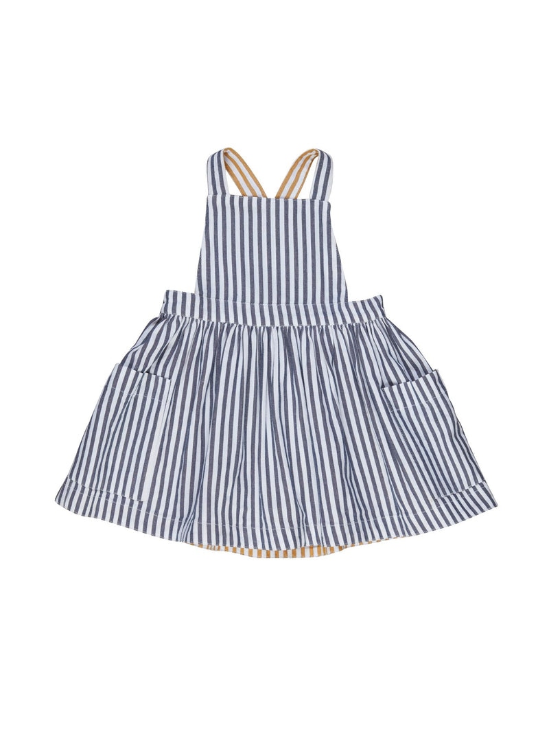 Huxbaby Stripe reversible Pinefore in Navy