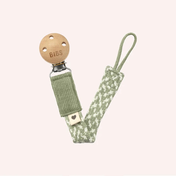 Bibs Pacifier Dummy Clip Braid Sage/ivory in green