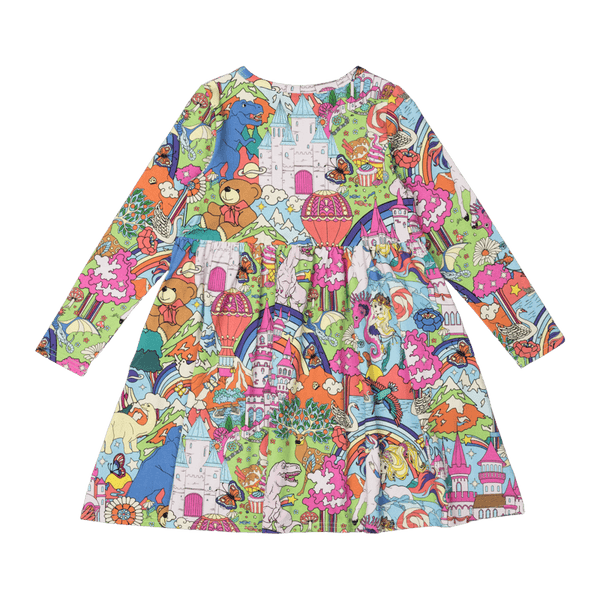 Rock Your Baby My Wonderland Long Sleeve Waisted Dress in Multi