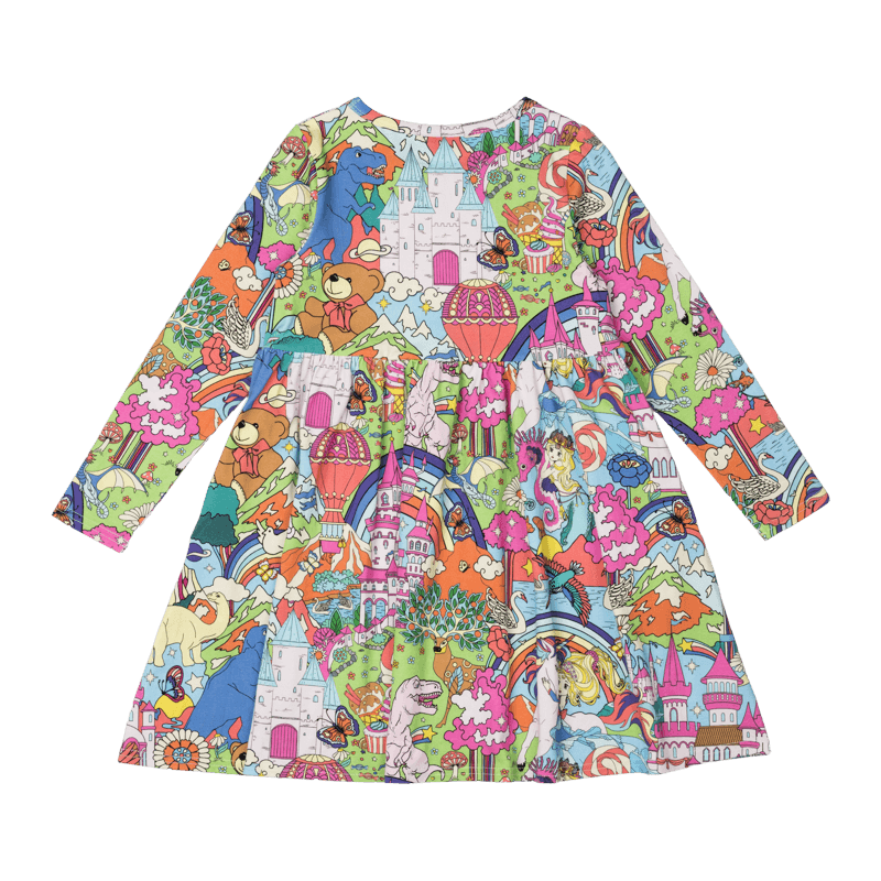 Rock Your Baby My Wonderland Long Sleeve Waisted Dress in Multi