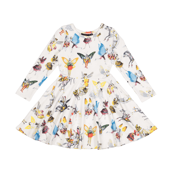 Rock your baby faerie LS waisted dress in white