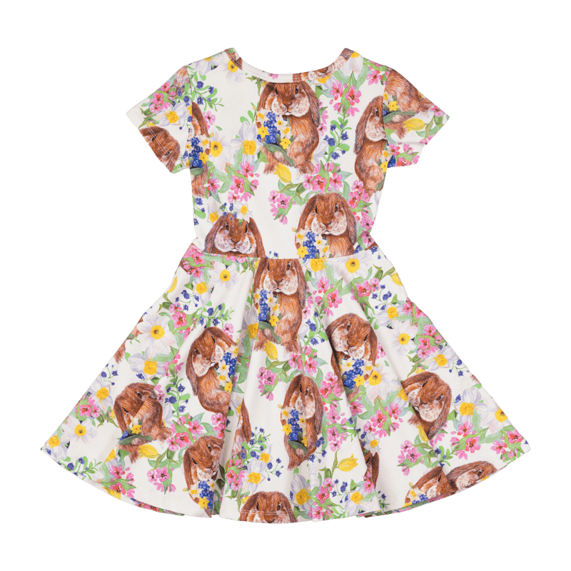 Rock Your Baby bunny waisted dress in white