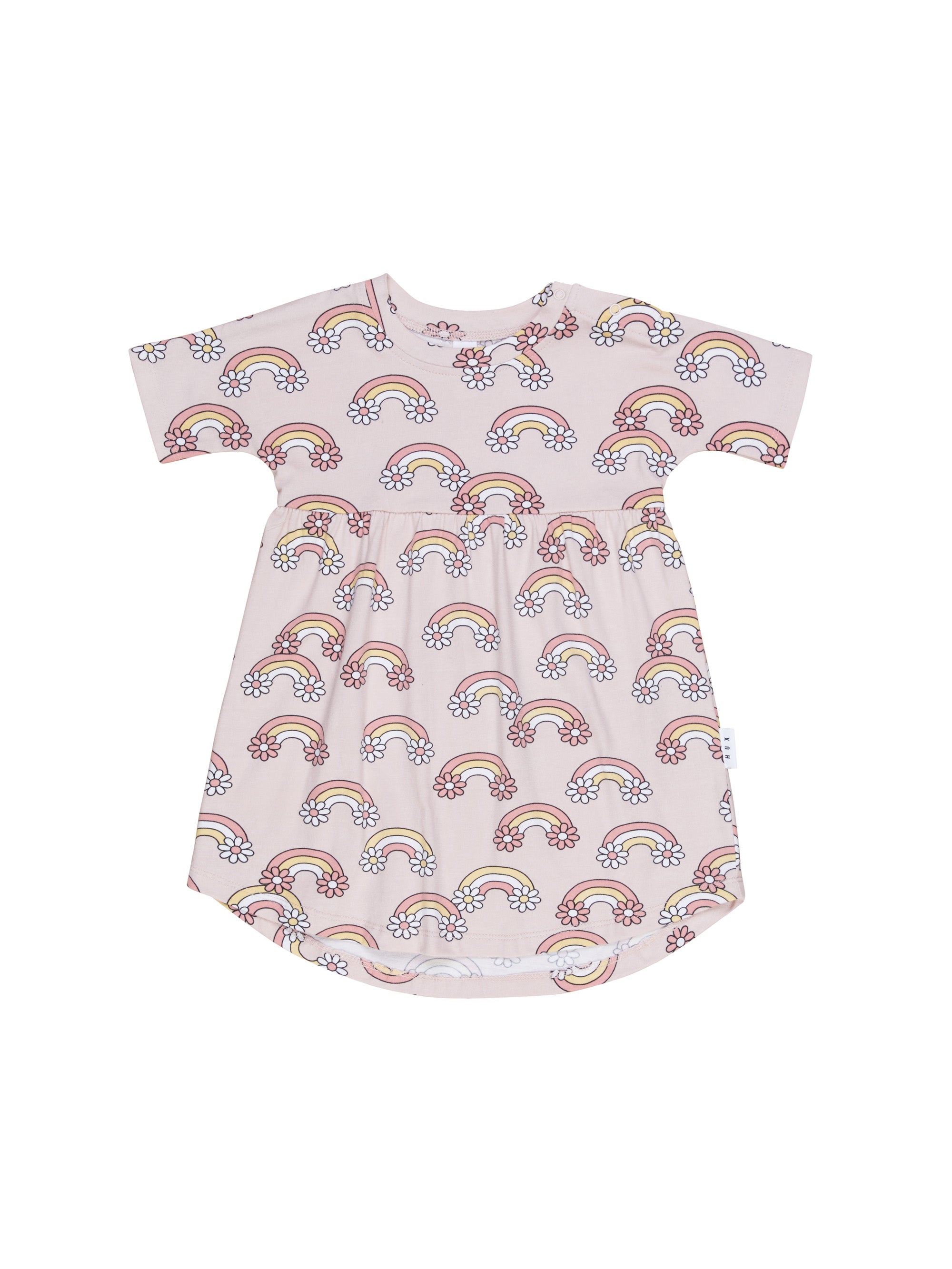 Huxbaby daisy rainbow swirl dress rose in pink