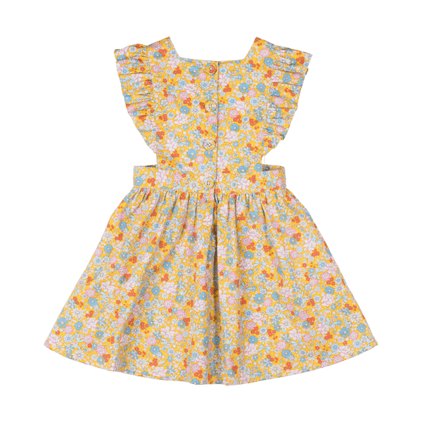 Rock Your Baby Yellow garden floral waisted dress in yellow