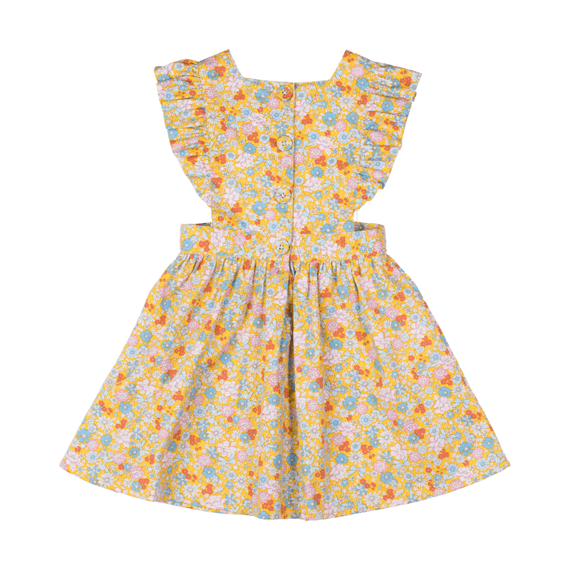 Rock Your Baby Yellow garden floral waisted dress in yellow