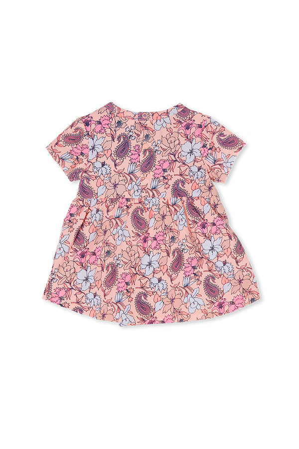 Milky paisley floral baby dress in pink