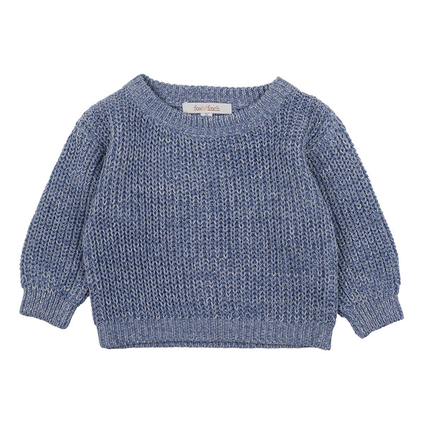 Fox & Finch fishermans rib knit jumper in blue