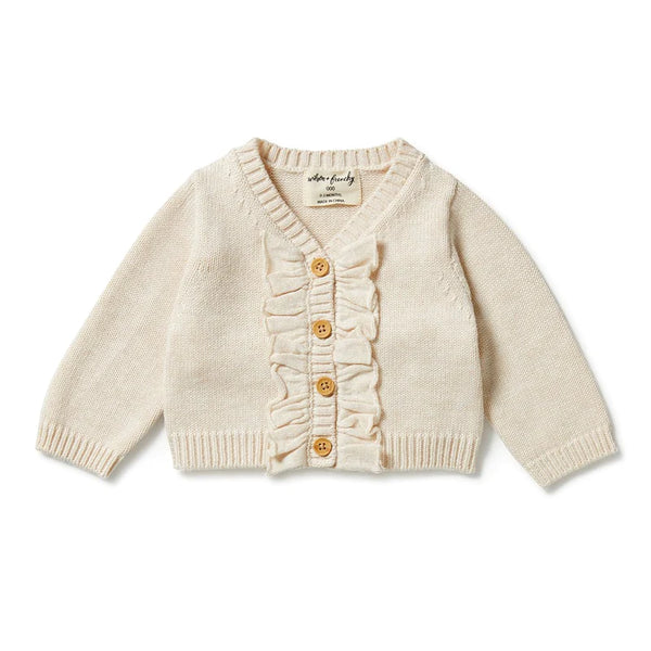 Wilson & Frenchy Knitted ruffle cardigan sand melange in cream