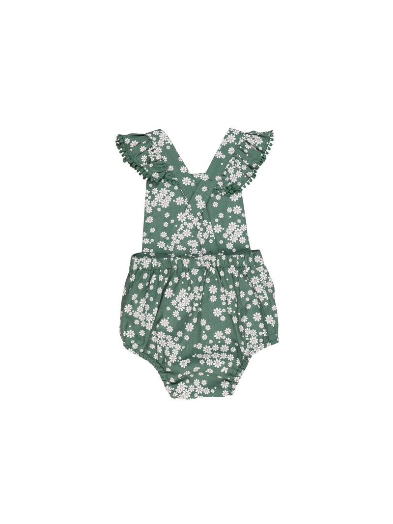 Huxbaby floral frill playsuit in floral green