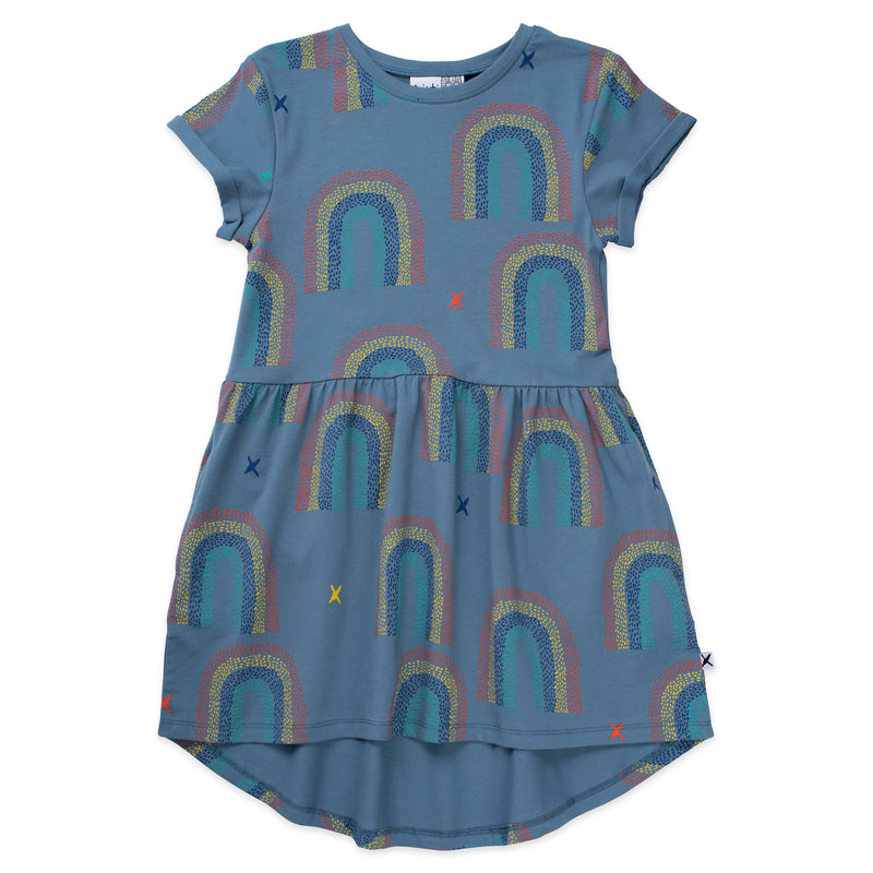 Minti rainbow pop dress in muted blue