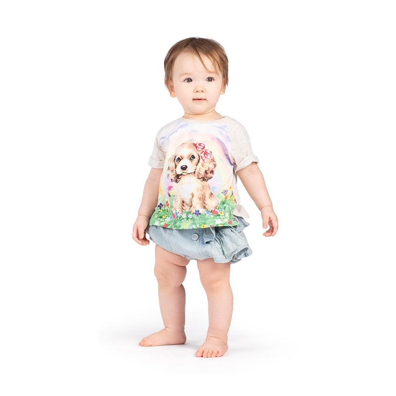 Paper Wings Raglan Cuff T-Shirt Rainbow Puppy