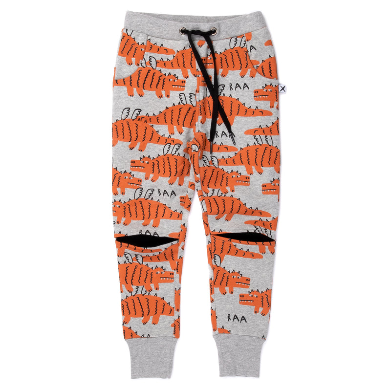 Minti Dragons Furry Track Pants in grey marle